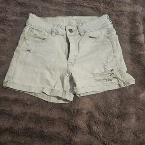 American Eagle Outfitters Light Blue Distressed Denim Shorts